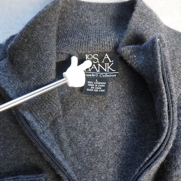 Jos A Bank Traveler’s Collection 100% Cashmere 1/4 Zip Sweater Men’s L – Defect - Picture 3 of 8